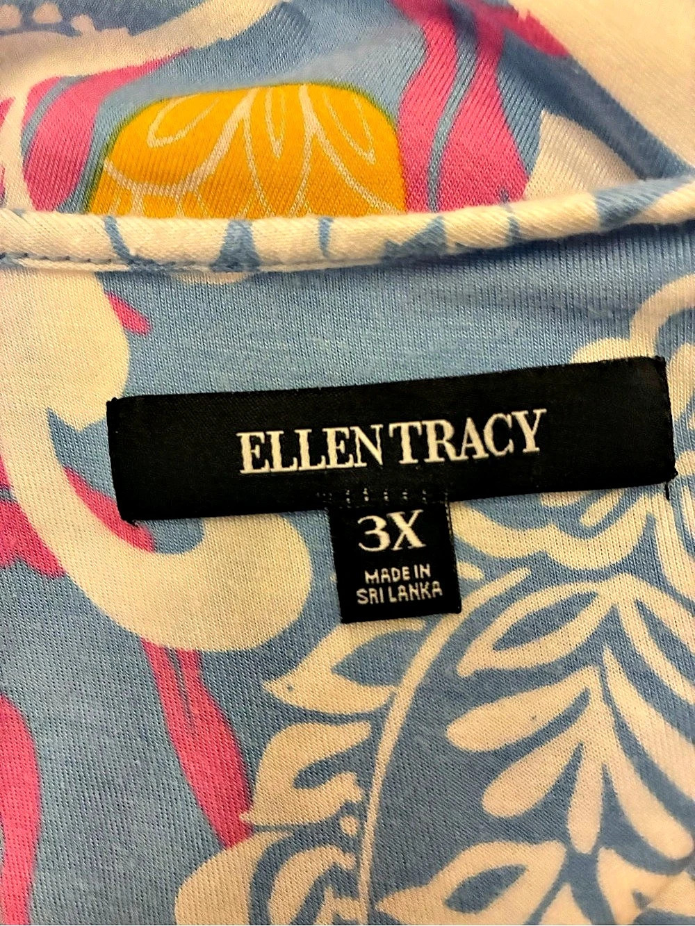 ELLEN TRACY Aqua Patchwork Long Caftan Floral Maxi Dress Blue 3X - Picture 5 of 5